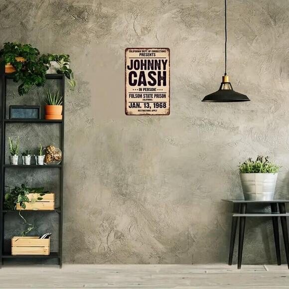 Johnny Cash • Retro Metal Tin Sign • Live In Person • Folsom State Prison 1968 - Picture 4 of 11